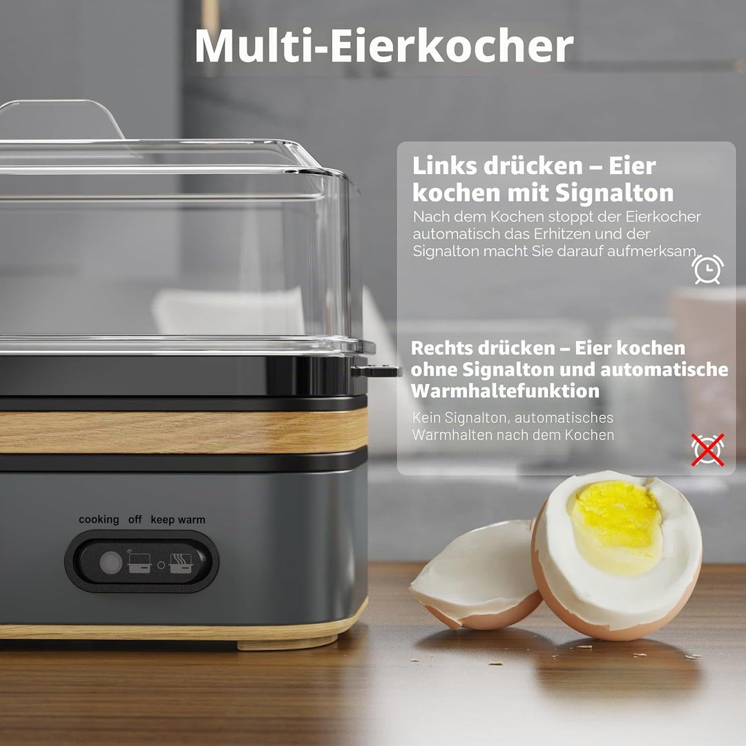 Evoloop Elektrischer Schnellkochtopf, Kapazität für 6 Eier, weich, mittel, gekocht, Wilderer, Eierko