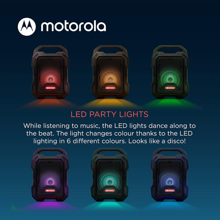 Motorola Sound ROKR 800 Bluetooth-Lautsprecher - 20 Stunden Akkulaufzeit - FM-Radio - Farbige LED -