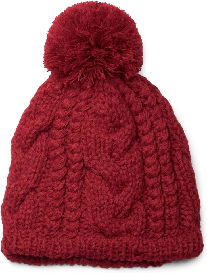 styleBREAKER Schal, Mütze und Handschuh Set, Zopfmuster Strickschal mit Bommelmütze und Handschuhe,