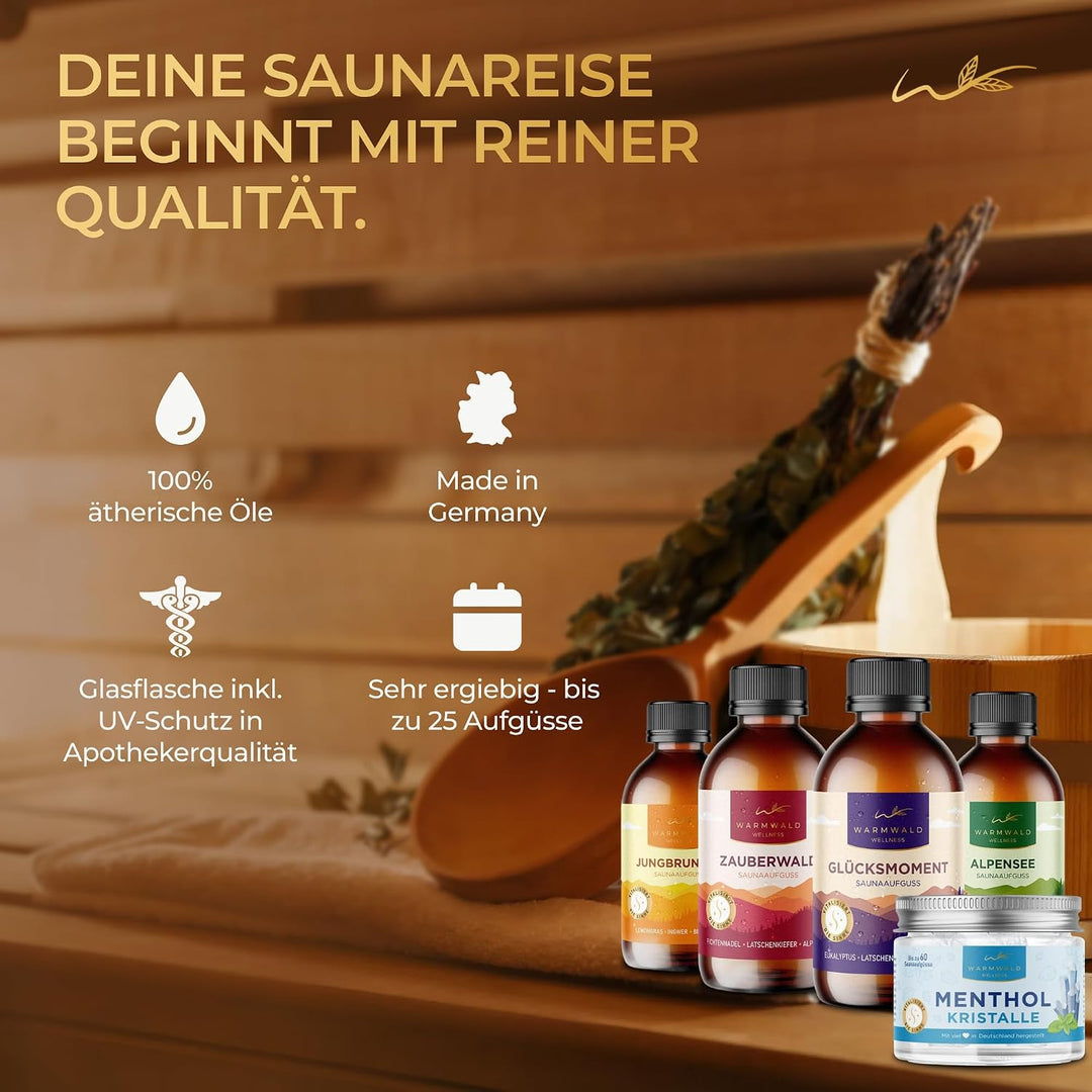 Warmwald - Saunaaufguss - Sauna Aufgussmittel mit natürlichen ätherischen Ölen - Saunaöl - Saunaduft