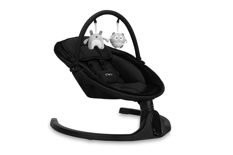 MoMi KENANI ONYX Babywippe für Babys bis 9 kg, mit LED-Display, Fernbedienung & Bluetooth für Smartp