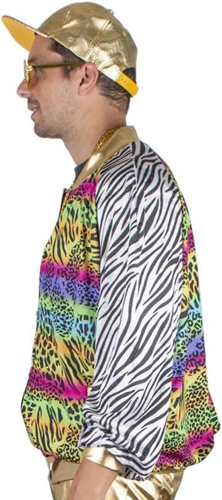 Funny Fashion Herren Kostüm 80er 90er Jahre Jacke Blouson Rapper Hip Hop Pimp bunt Karneval (48/50)