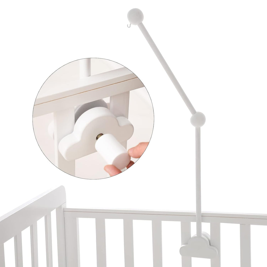 Promise Babe Baby Mobile Halterung Holz Weiss Wolken Design für Babybett,Kinderzimmer Wickeltisch La