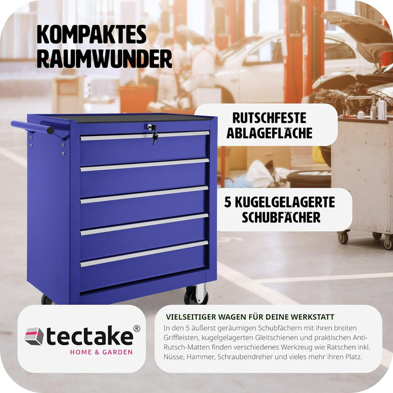 tectake® Werkzeug Wagen mit 5 Schubladen, Werkstattwagen, Tool Werkzeugwagen fahrbar, Werkzeugtrolle