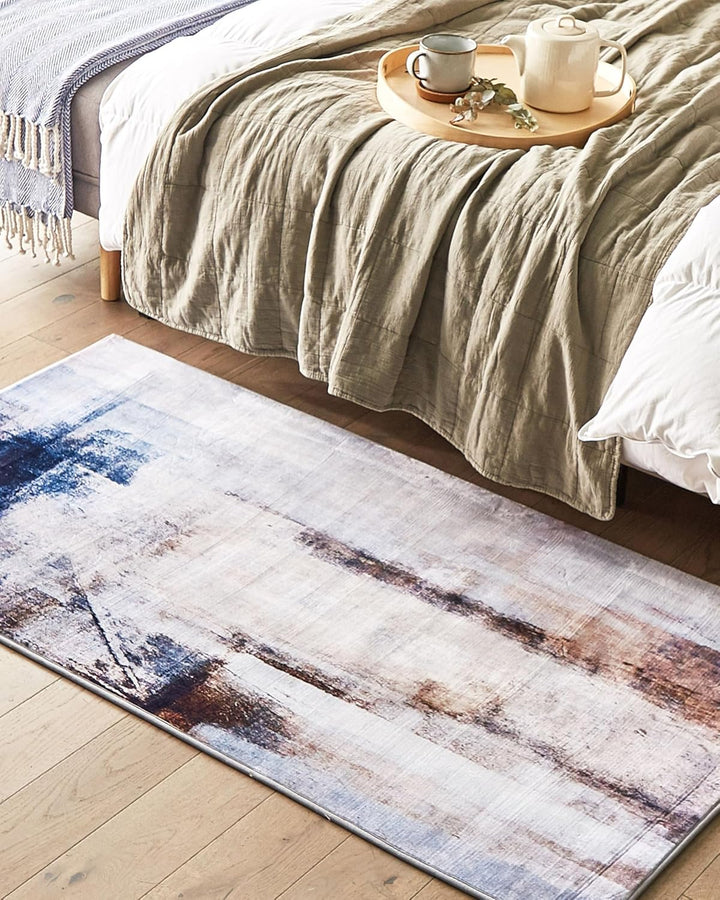 Teppich rechteckig bunt braun 80 x 150 cm Modern Abstrakt Kurzflor Trabzon
