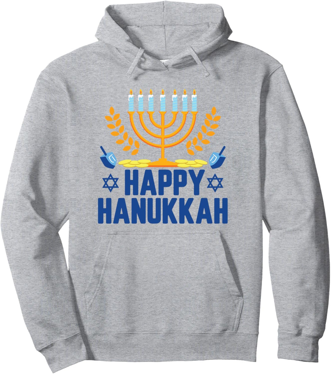 Frohes Chanukka Jüdische Menora mit Davidstern Pullover Hoodie