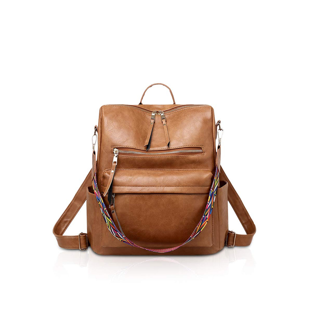 NICOLE&DORIS Leder Rucksack Jahrgang Geldbörse für Frauen Hochschule Tasche Schulbüchertasche Tagesr