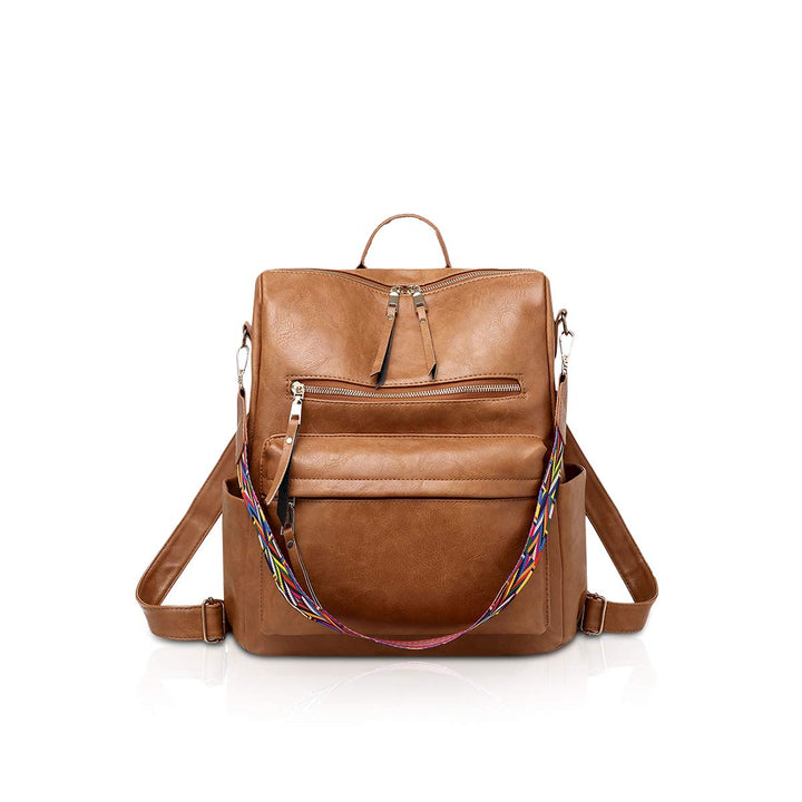 NICOLE&DORIS Leder Rucksack Jahrgang Geldbörse für Frauen Hochschule Tasche Schulbüchertasche Tagesr