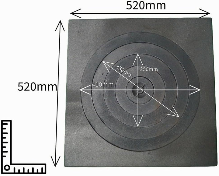 Sellon24® Ofenplatte Feuer Herdring Gusseisen Gussringe Gusseisenringe Cast Iron 52x52cm