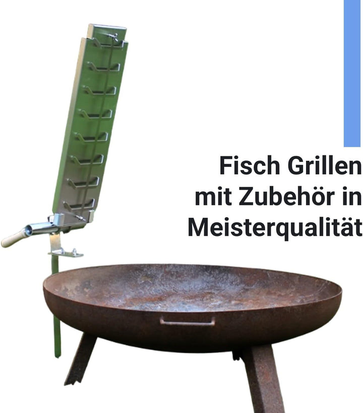Flammlachsbrett Edelstahl Flameboard 600x180 mm, Erdanker, jür jedes Lagerfeuer, stufenloser Garwink