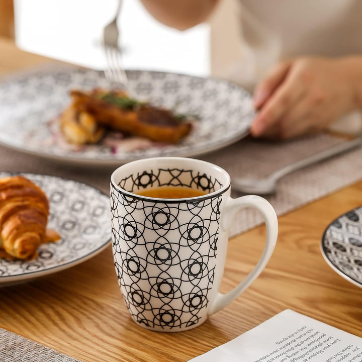 vancasso, Haruka Kombiservice aus Porzellan, 40 TLG. Rund Geschirr Set, mit Kaffeebecher, Müslischal