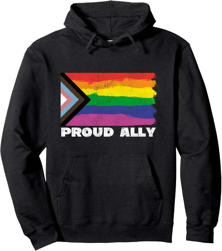 Proud Ally Pride Month LGTBQ Black Pride Flag Pullover Hoodie