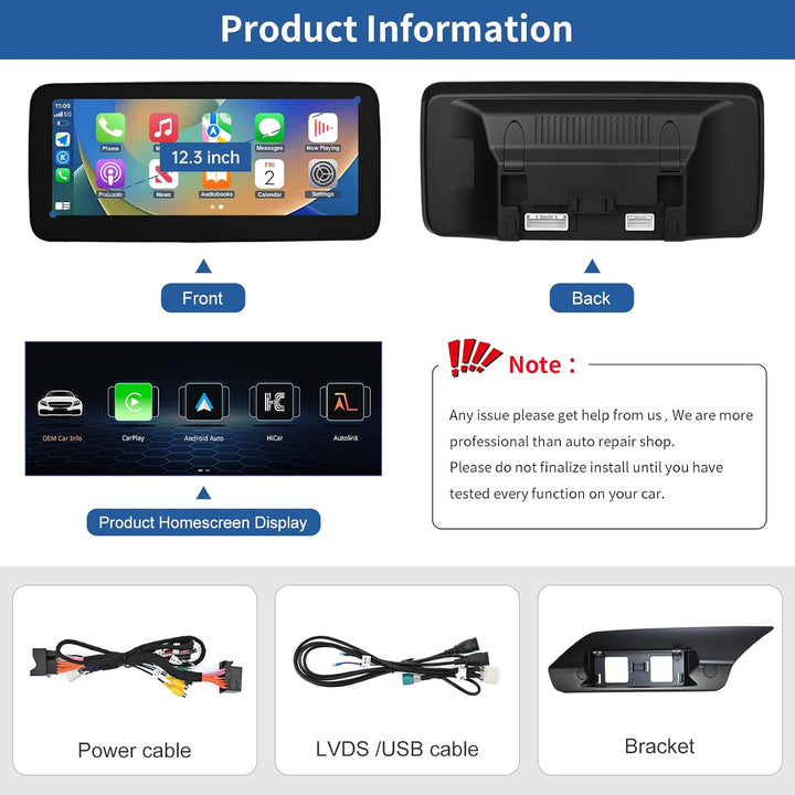 Road Top 12,3 Zoll Ultra-schmal Autoradio Touchscreen Drahtlos CarPlay Android Auto für Mercedes Ben