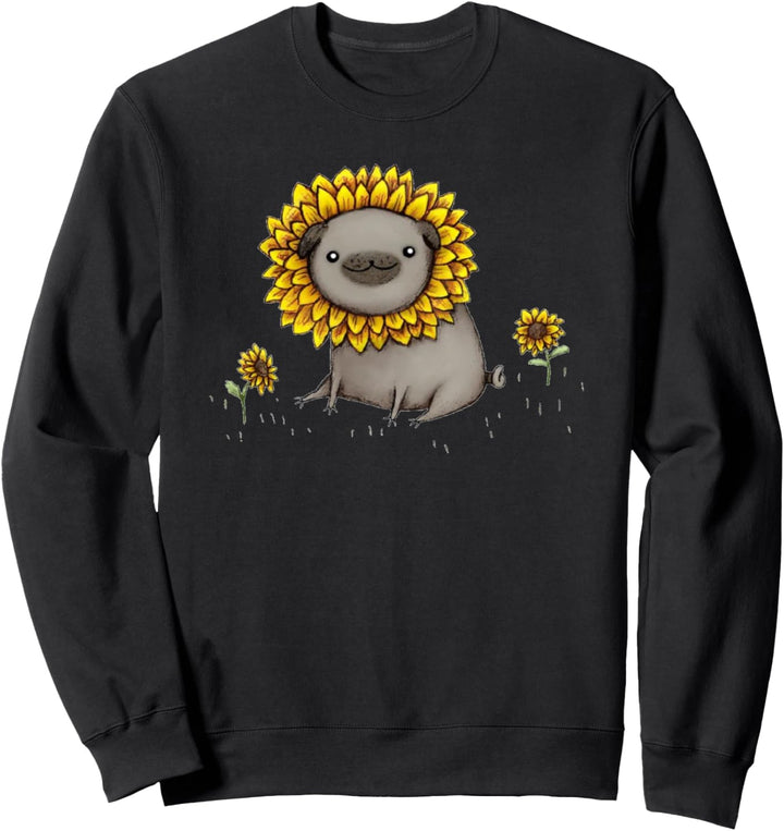Süsser Hund umgeben von Sonnenblumen, niedliche, schöne Natur Sweatshirt