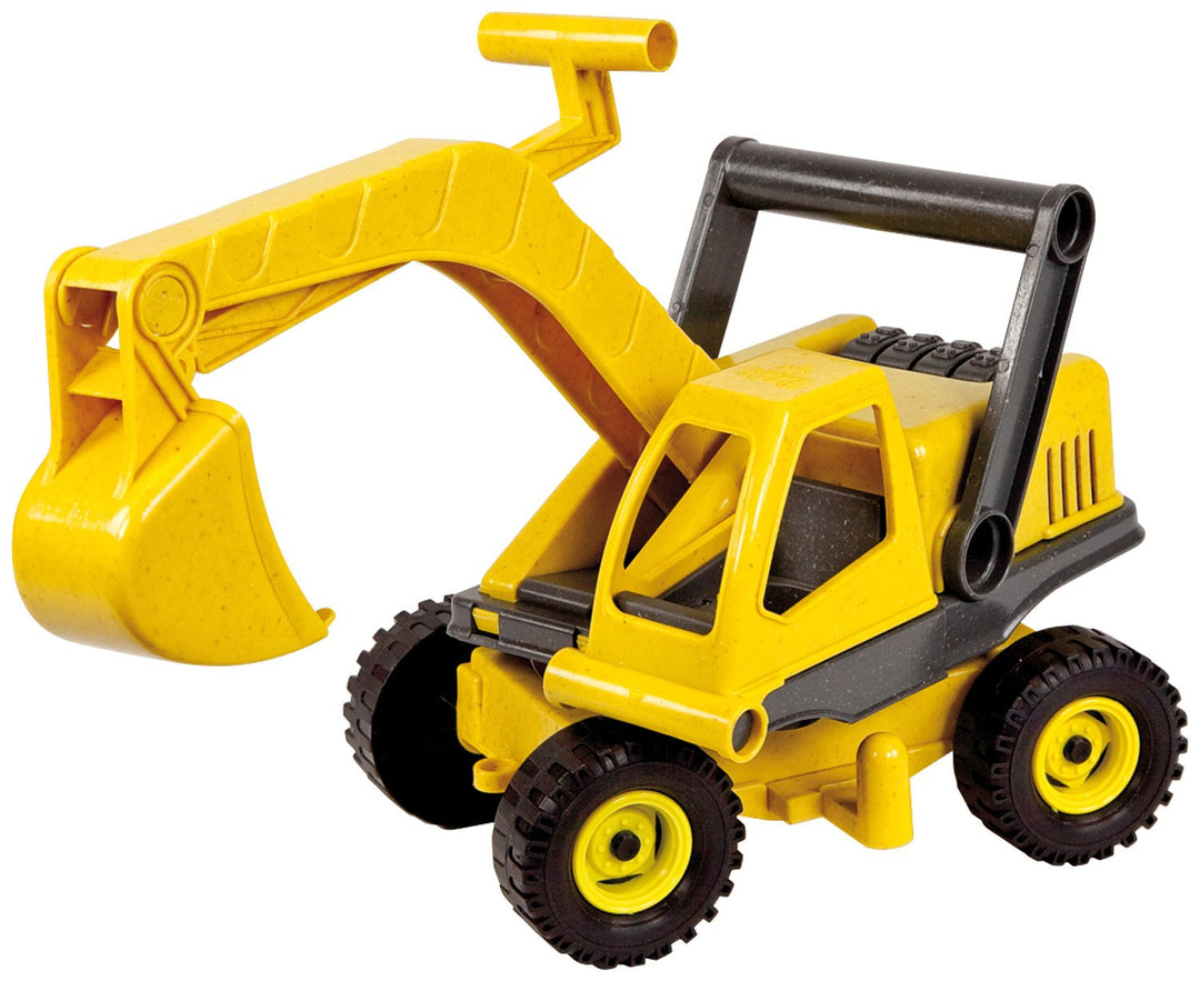 Lena 4211 EcoActives Bagger, Baustellenfahrzeug ca. 35 cm, robuster Schaufelbagger, natürlicher Holz