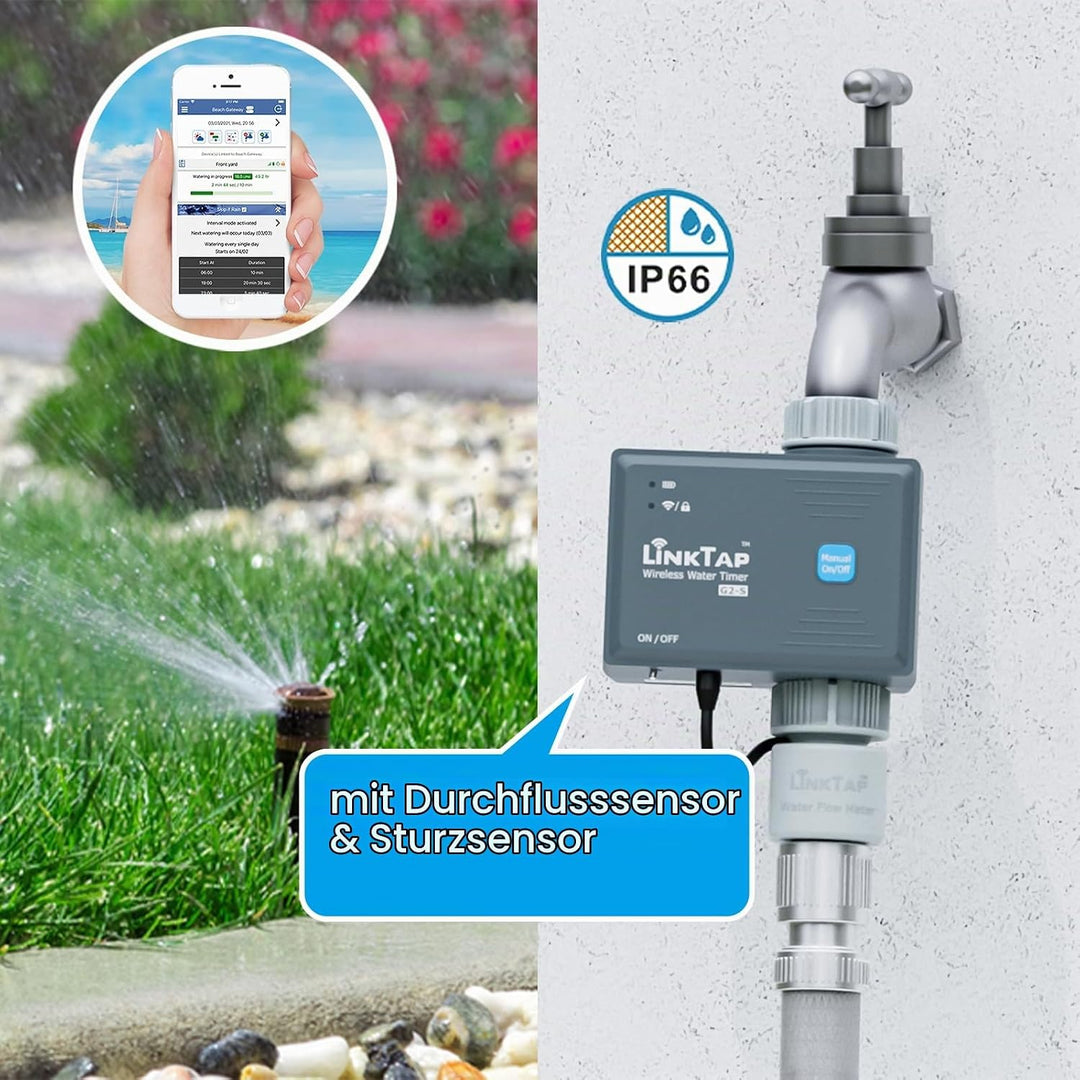 LinkTap G2S Drahtlose Bewässerungscomputer - Erfordert Gateway - Smarte Wasserzeitschaltuhr mit Wass