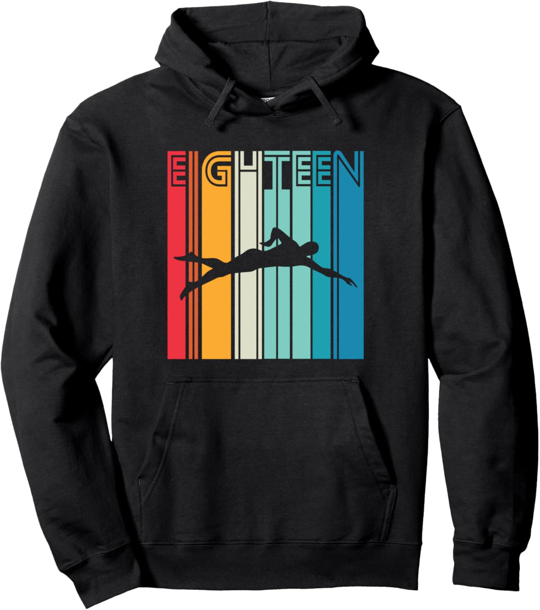 18. Geburtstagsgeschenk Schwimmen Retro Schwimmer Pullover Hoodie