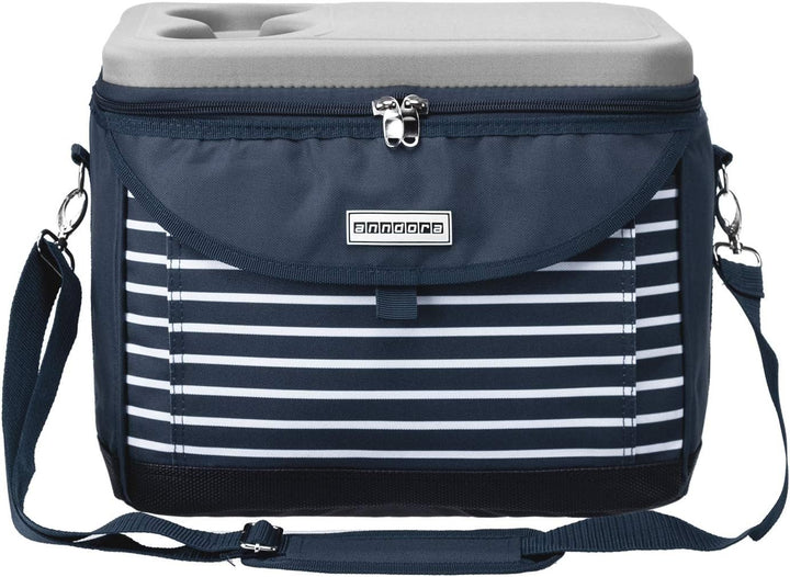 anndora Kühltasche 22 L Picknick Kühlbox 35 x 24 x 27 cm - Farbauswahl navy blau weiss, navy blau we