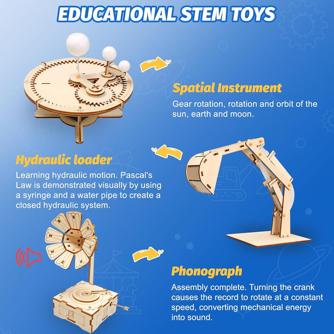 6stk Experimente für Kinder ab 8 STEM Holzbausatz mit Aquarellstifte