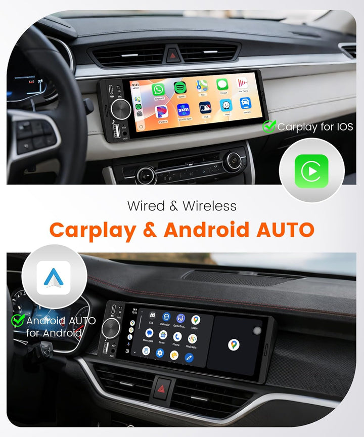 Rimoody Autoradio 1 Din 6,28 Zoll mit Wireless CarPlay - Android Auto, Bluetooth 5.2, In-Cell Displa