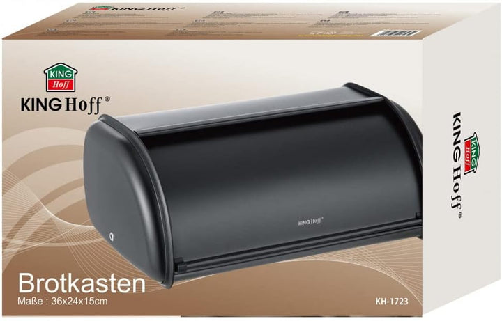 KING HOFF Brotkasten Brotbox Brotbehälter Brotdose aus Stahl (Schwarz) Schwarz Klein, Schwarz Klein