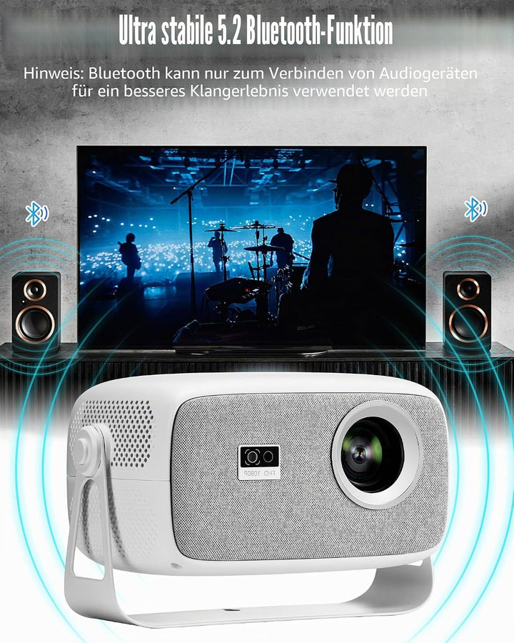 【Offiziell Lizenziertes Netflix &amp; Autofokus】 Mini-Projektor mit WLAN und Bluetooth, 270°-Drehung, ge