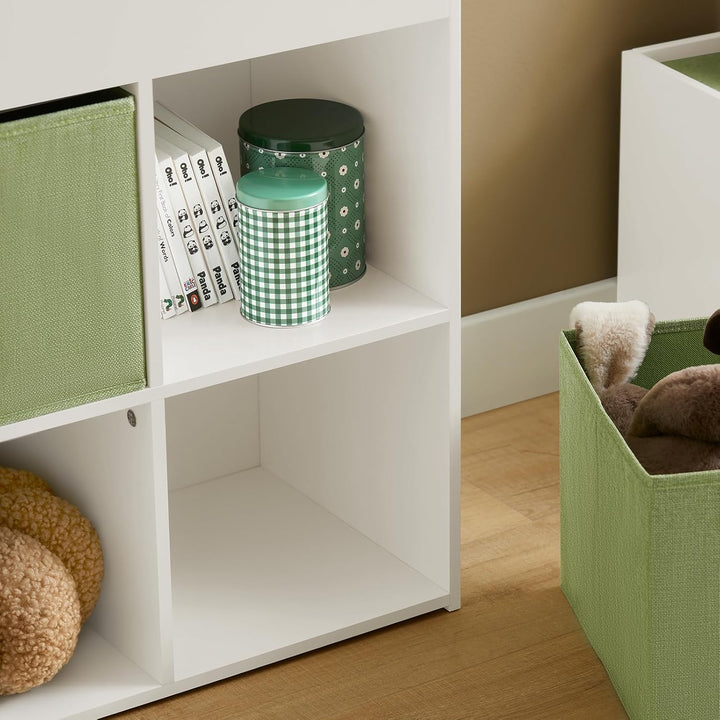 SoBuy KMB79-W Kinder Bücherregal Kinderregal mit 2 Stoffboxen Spielzeugregal Aufbewahrungsregal für