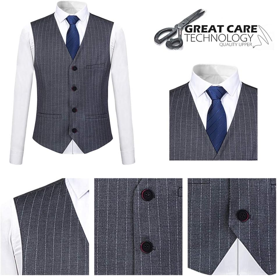YOUTHUP Anzug Herren Slim Fit 3 Teilig Vertikale Streifen Anzüge Business Herrenanzug Sakko Weste Ho