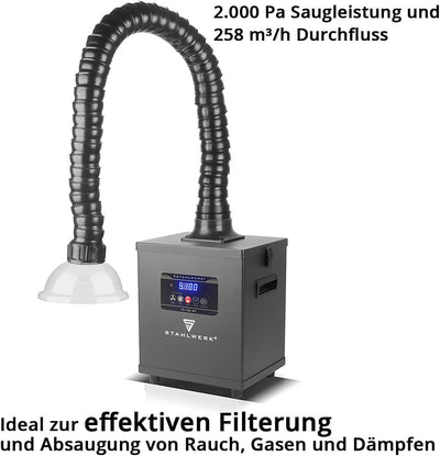 STAHLWERK Rauchabsaugung FE-150 ST mit 3-fach-Filter und 150 W Absauganlage | Rauchabsorber | Raucha