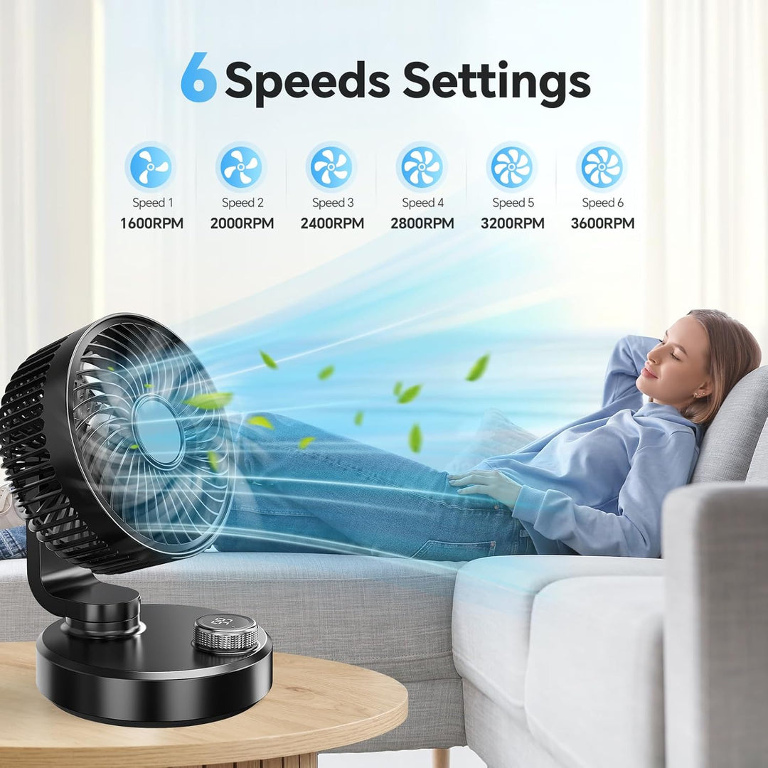 ITJMRJP Tischventilator USB Ventilator Leise 6000mAh Akku Ventilator Kleiner Mini Ventilator Klein D