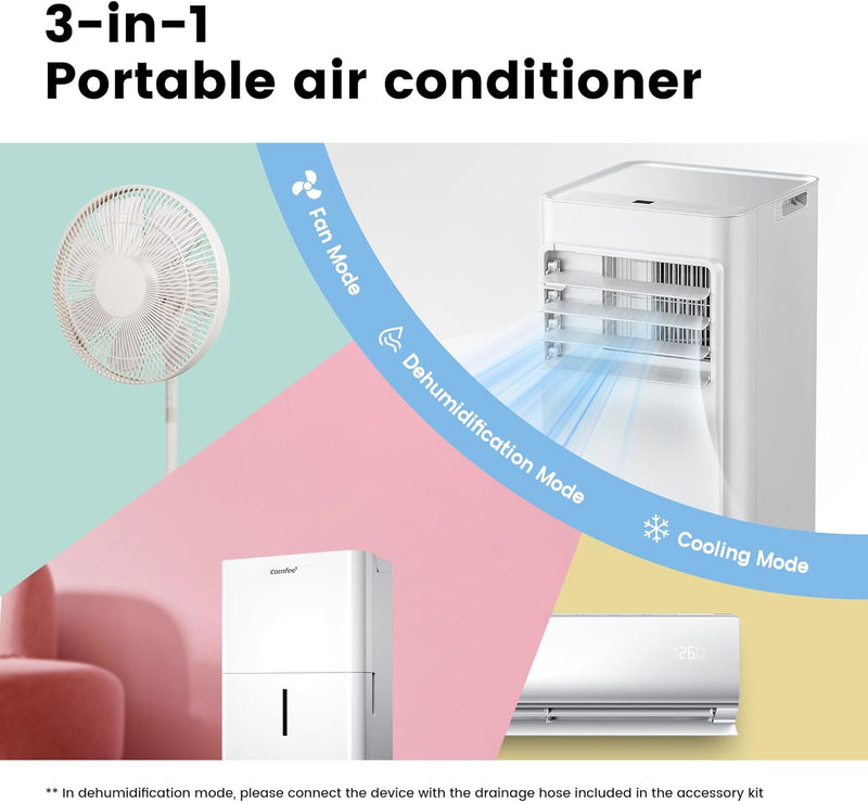 Comfee Mobiles Klimagerät Breezy Cool Pro 2.0,7000 BTU 2,0kW, Kühlen&Ventilieren&Entfeuchten,APP-Ste