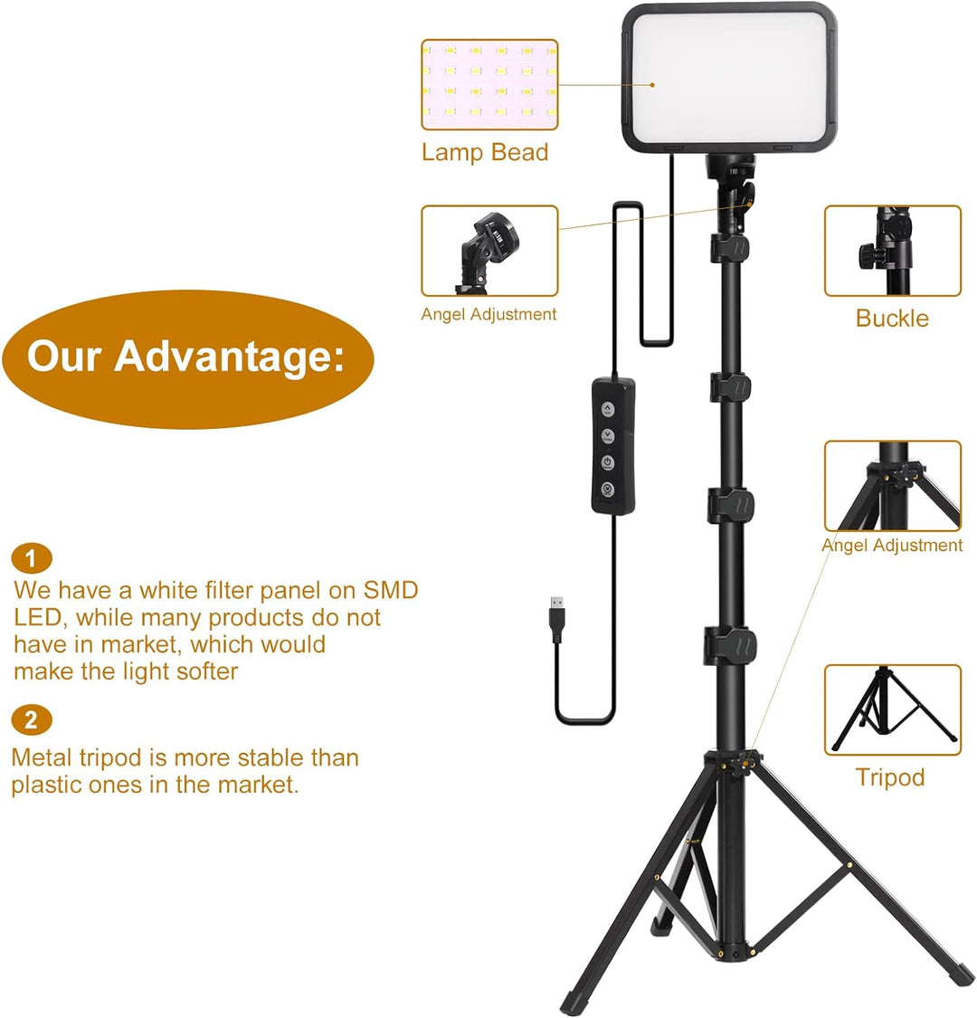 Stynice LED Videoleuchte - USB Studio-Beleuchtungsset mit verstellbarem Stativ und Farbfiltern für Y