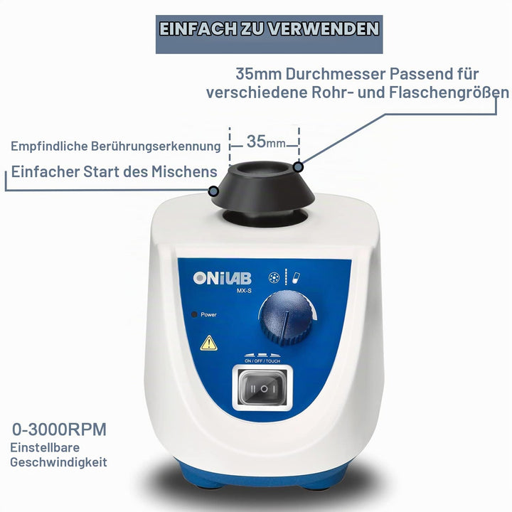 ONiLAB Lab Vortex Mixer mit Touch Start und kontinuierlichen Modi, Labor Vortexer für Rohre, Nagella