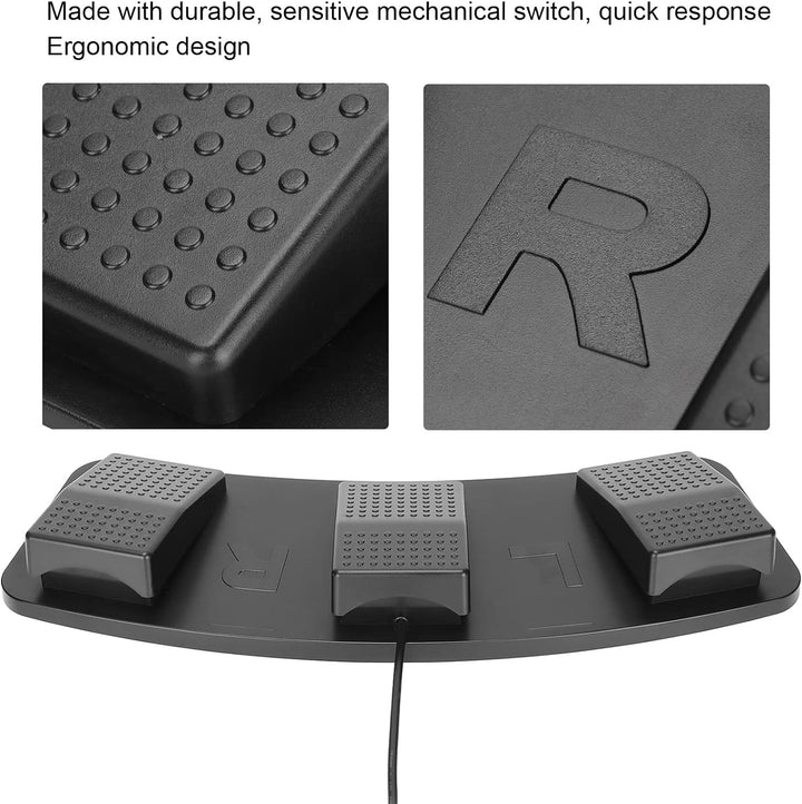 Bewinner USB Triple Foot Pedal, Triple Keys Controller Mechanischer Schalter, USB Foot Control Keybo