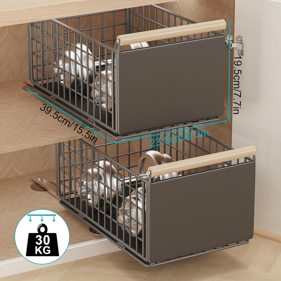 YheenLf Teleskopschublade Ausziehbare, Pull Out Drawer mit Griff Schrank, Schiebeschublade Lagerung