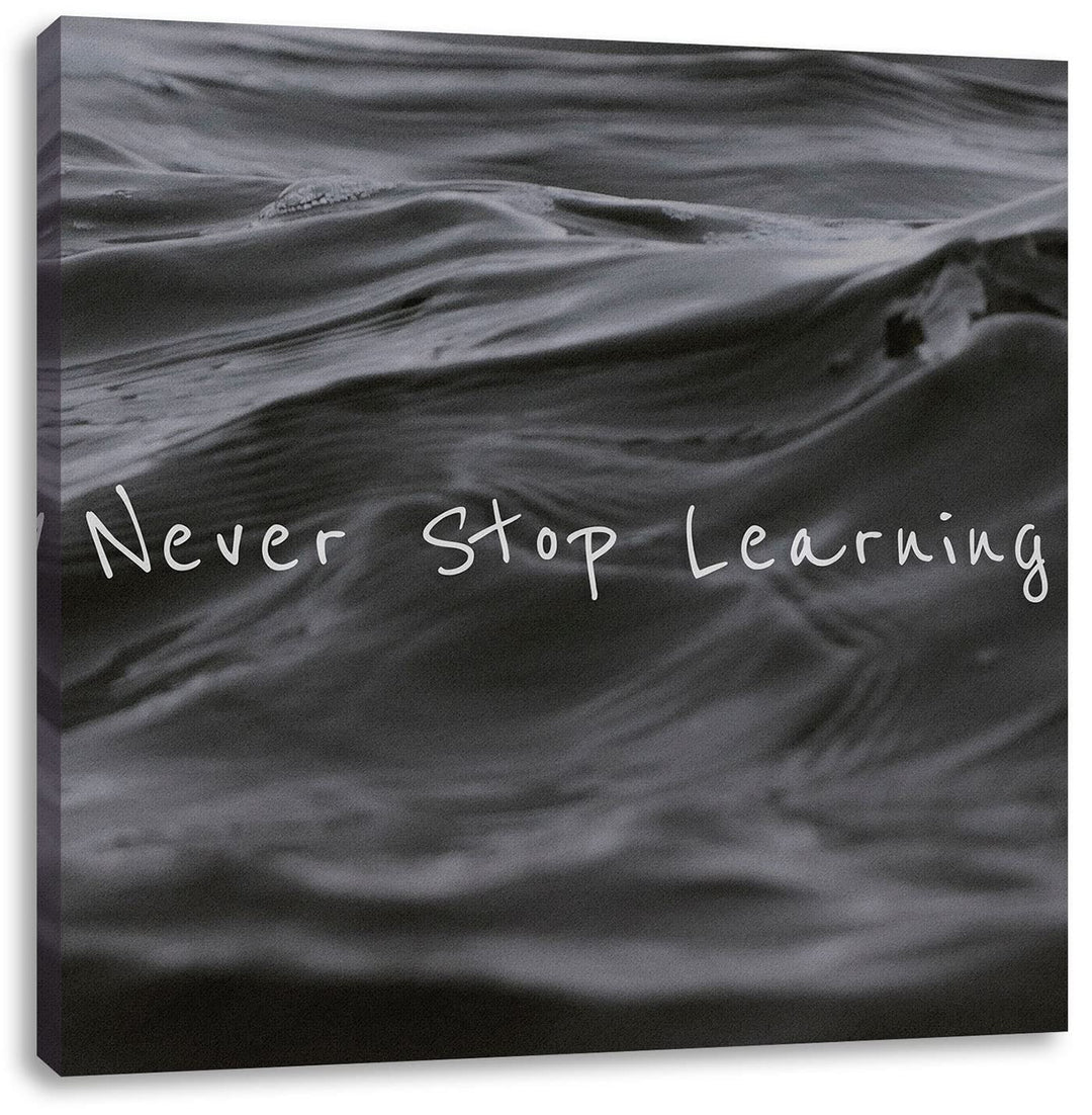 Pixxprint Never Stop Learning Motivaton als Leinwandbild Quadratisch| Grösse: 70x70 cm | Wandbild |