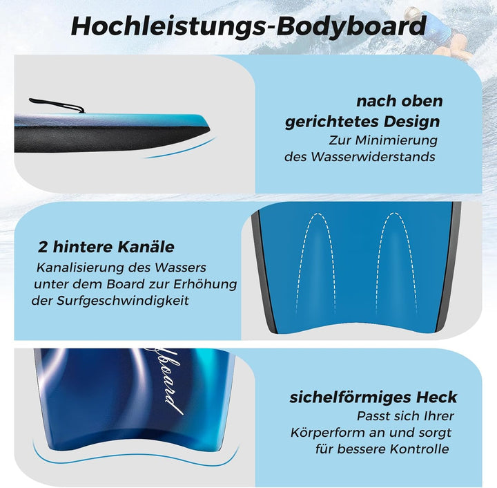 GOPLUS Bodyboard, Schwimmbrett Schwimmboard leicht tragbar für Strand, Meer, Surfboard, Sup-Board mi
