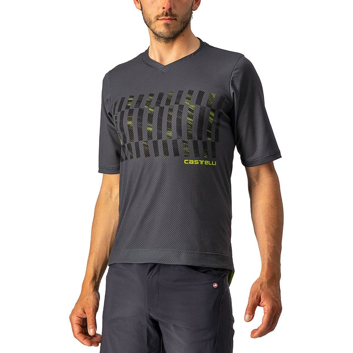 Castelli Herren Trail Tech Tee Sweatshirt S Dunkelgrau/Schwarz-elektrischer Kalk, S Dunkelgrau/Schwa