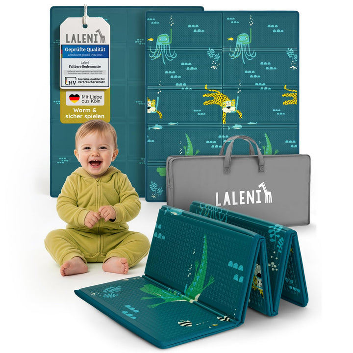 Laleni Krabbelmatte Baby 120x150x1 cm - wasserdichte Spielmatte Baby faltbar - isolierende Bodenmatt