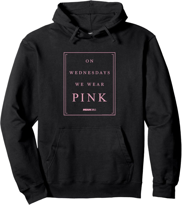 Mean Girls On Wednesdays Pink Border Pullover Hoodie