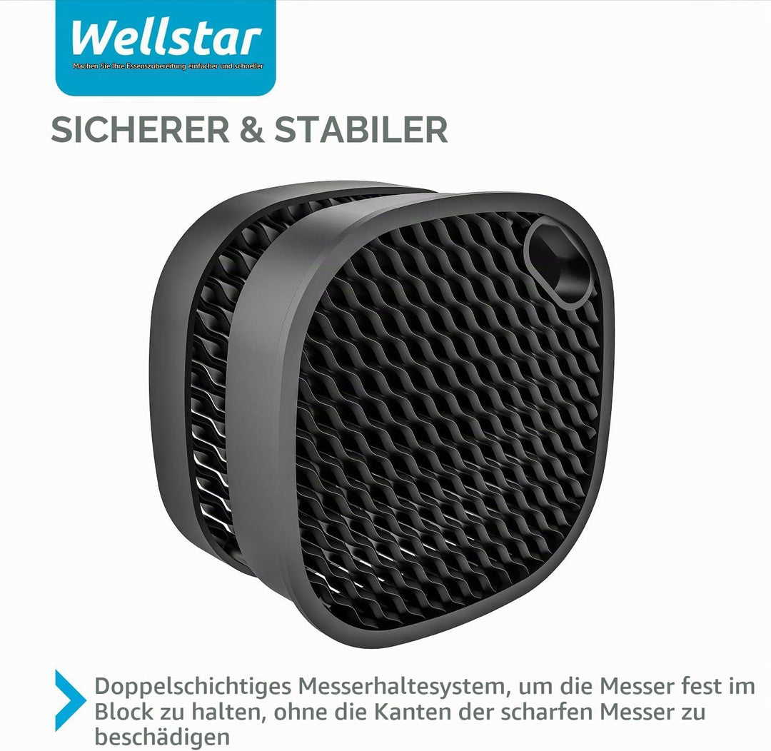 WELLSTAR Universal Messerblock ohne Messer,Messerhalter Unbestückt,Messerblock Edelstahl,Sicherer Pl