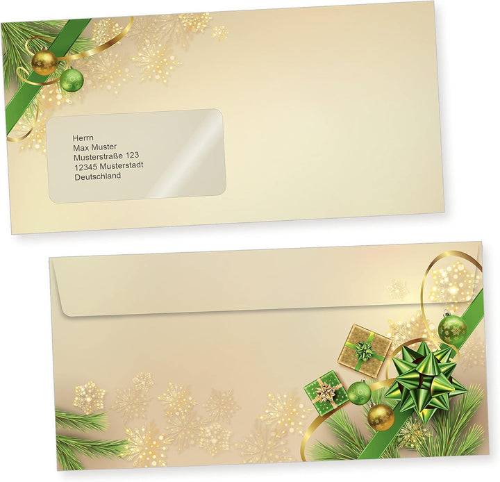 Chalet Noel 250 Sets Weihnachtsbriefpapier mit Fensterumschlag, Briefpapier Weihnachten A4 mit Umsch