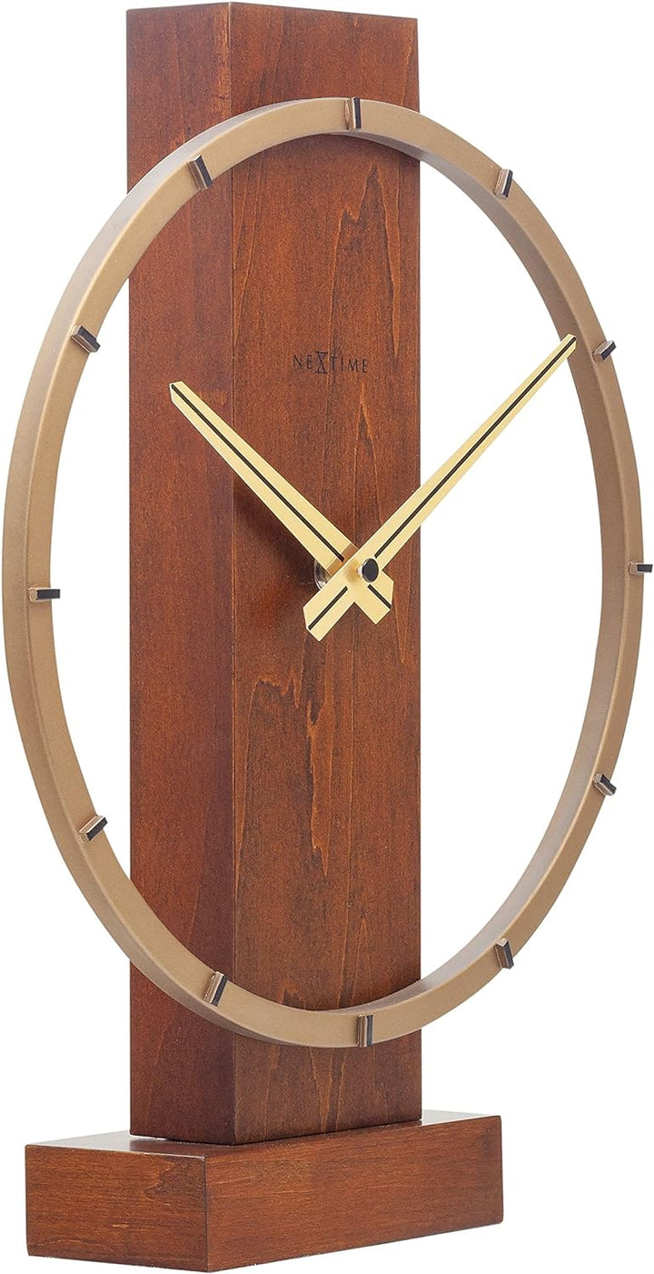 Carl Table / Wall clock - 34 x 27 cm - Wood/Steel - Brown - 'Carl Small'