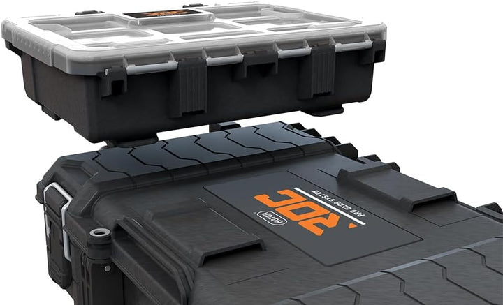 Keter ROC Pro Gear Werkzeugkoffer, modular, stapelbar, leicht, langlebig, IP65 wasserdicht, Schwarz