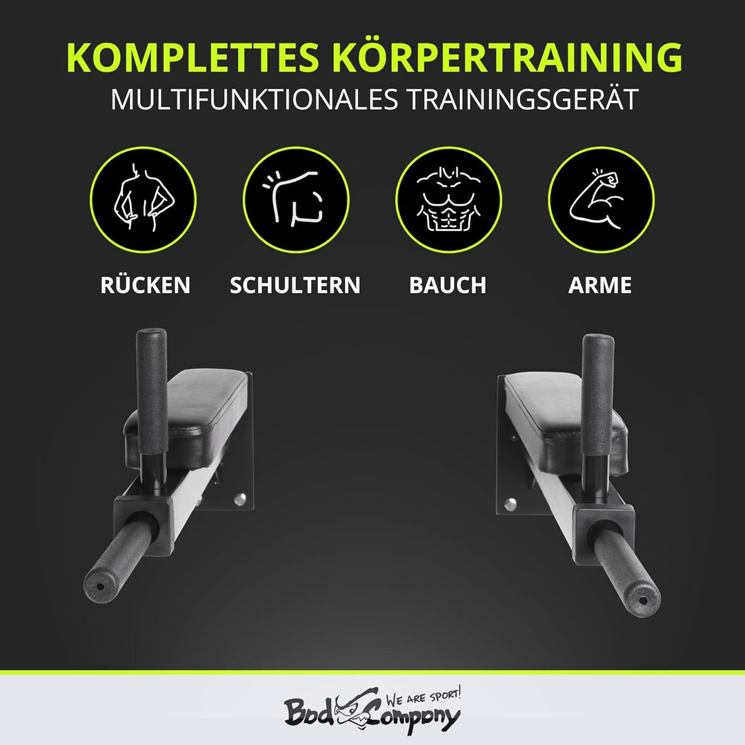 Bad Company Dip-Station zur Wandmontage I Dips-Barren zur Anbringung an der Wand für das Homegym I P