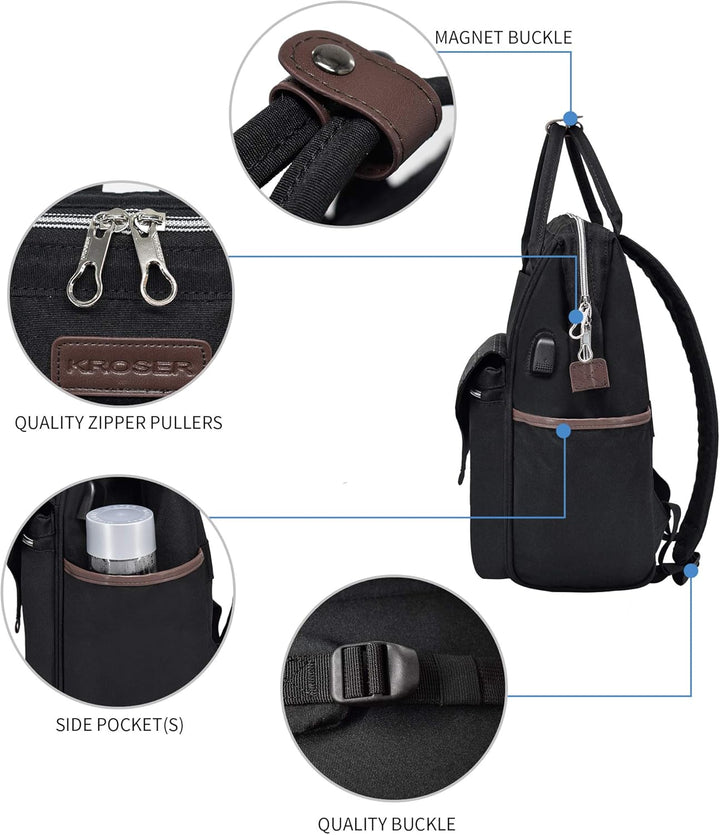 KROSER Rucksack Damen für Schule Laptop Rucksack 15,6 Zoll Schulrucksack Daypack wasserdichte für Un