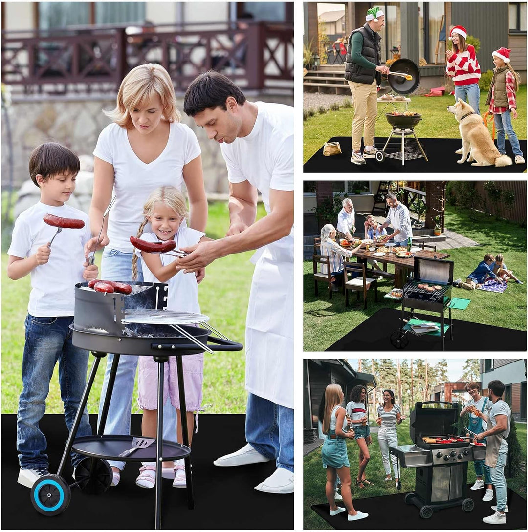 THMINS 152X122CM Extra Large Grill Mat for Outdoor Grill - Fireproof Deck and Patio Protector, Water