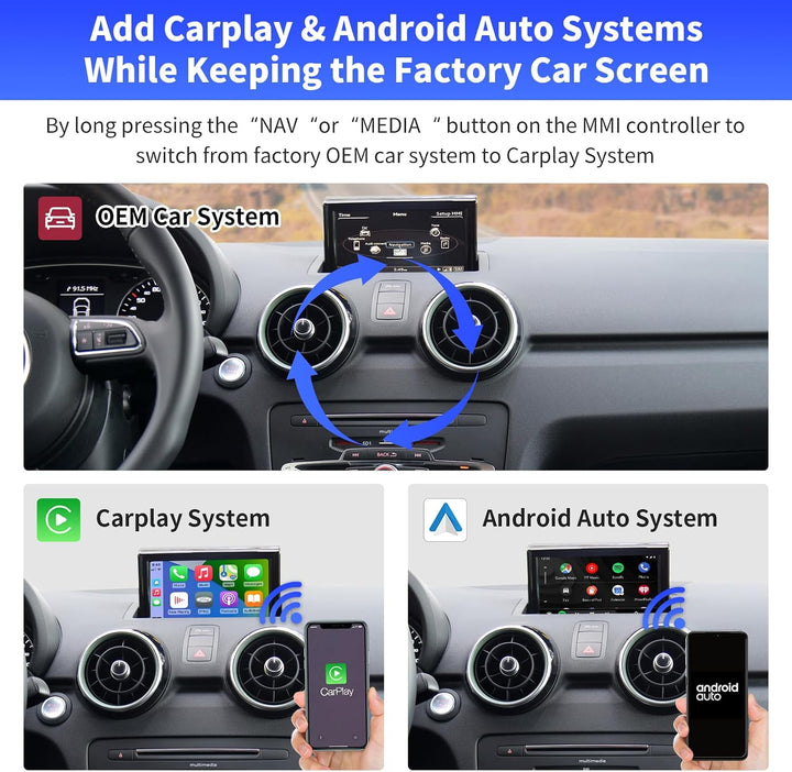 Road Top CarPlay Wireless Modul für Audi A1 2013-2018 Jahr mit RMC System | Wireless CarPlay Android