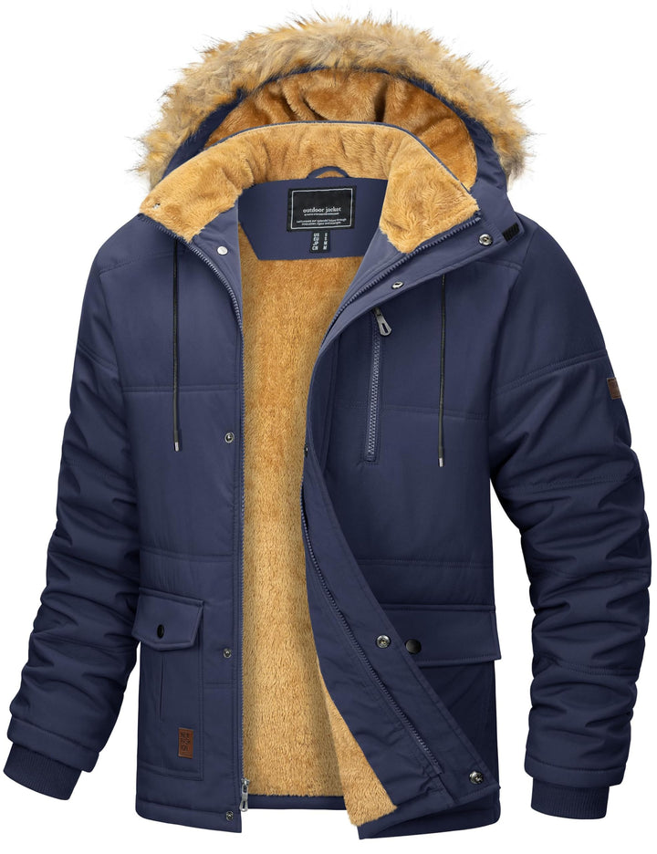 MAGCOMSEN Herren Winter Parka Jacke Winddicht Outdoor Warme Fleecejacke Freizeit Übergangsjacke Wass