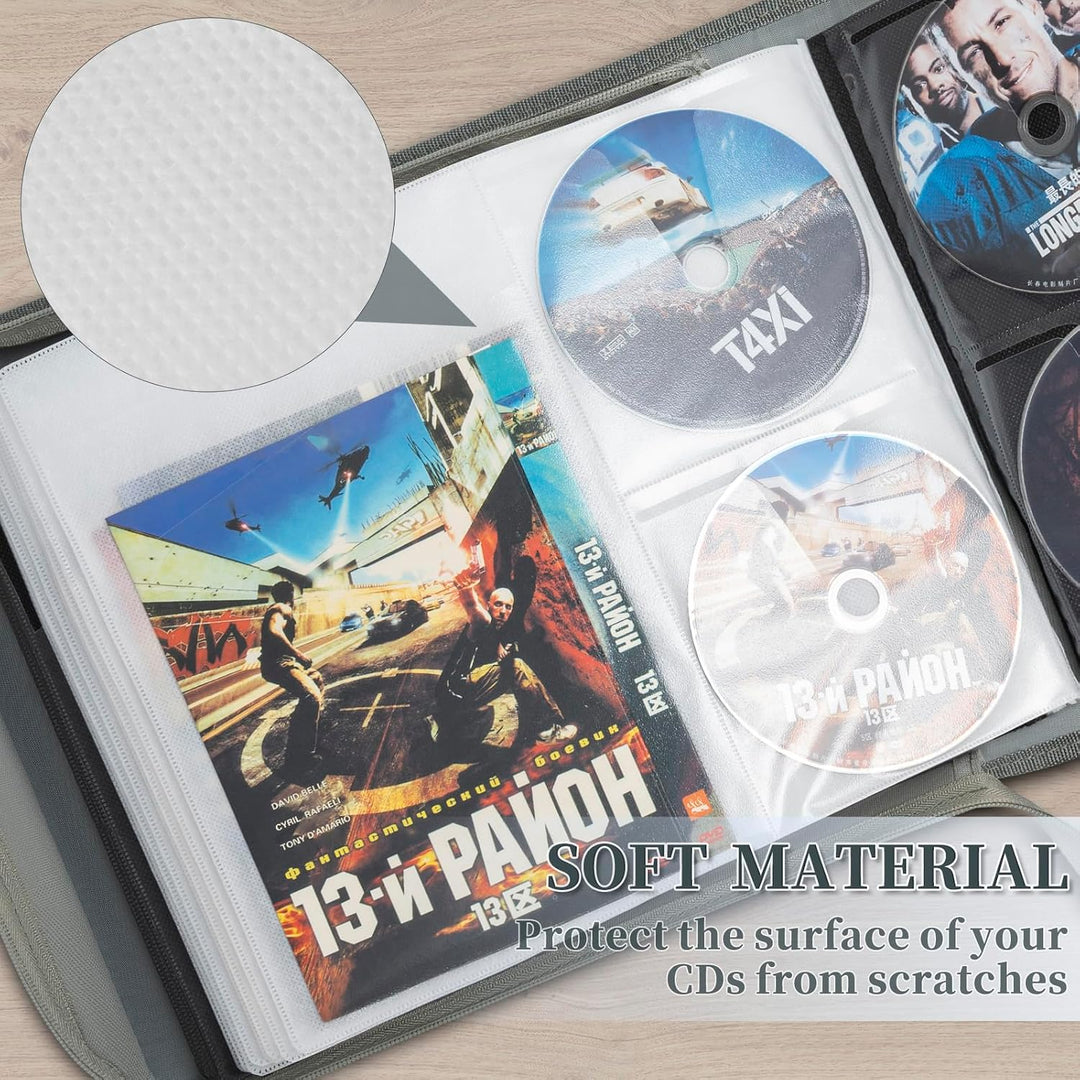 AKOZLIN DVD CD Aufbewahrungsbox mit extra Breiten Titelblättern,tragbarer Binderhalter,Brieftasche,A